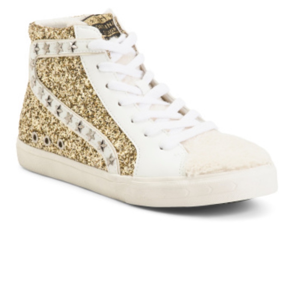 Vintage Havana VHK Mardi Gras Margo Glitter Shearling High Top Sneakers 6,7 $135